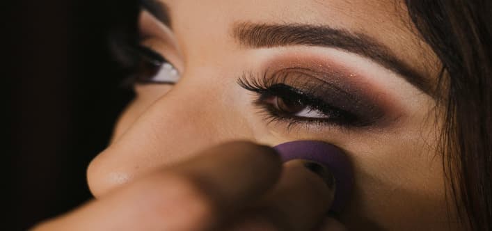 Complete the look with glam eyes and cheeks